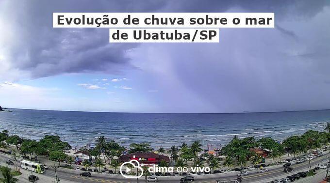 Bela evolução de chuva sobre o mar de Ubatuba/SP na tarde desta segunda (15). Veja o vídeo exclusivo!