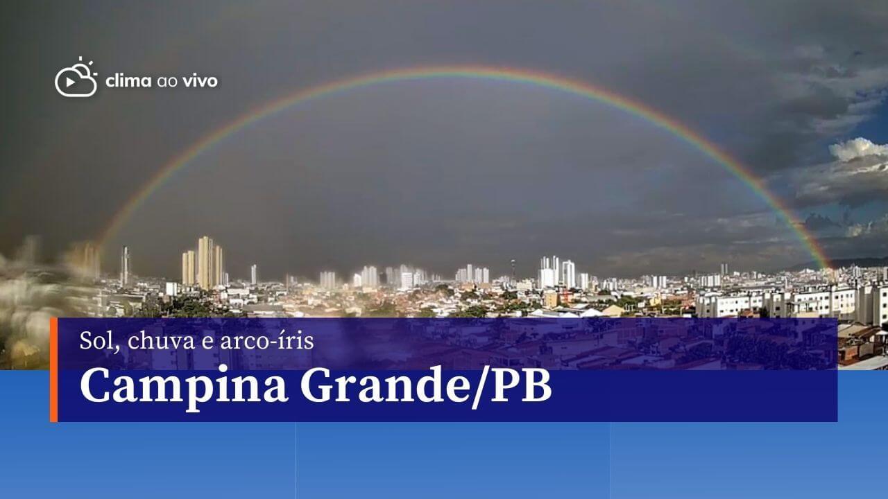 Sol, chuva intensa e arco-íris na cidade de Campina Grande/PB - 12/04/24